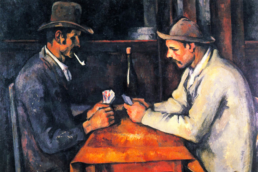 Paul Cézanne - Die Kartenspieler , Glasbild