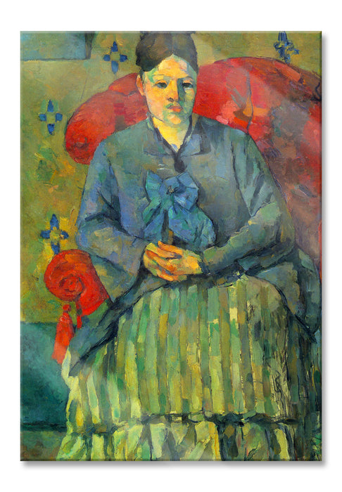 Pixxprint Paul Cézanne - Porträt der Mme Cézanne in rotem Lehnst, Glasbild