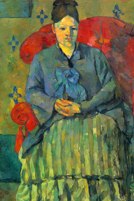 Paul Cézanne - Porträt der Mme Cézanne in rotem Lehnst, Glasbild