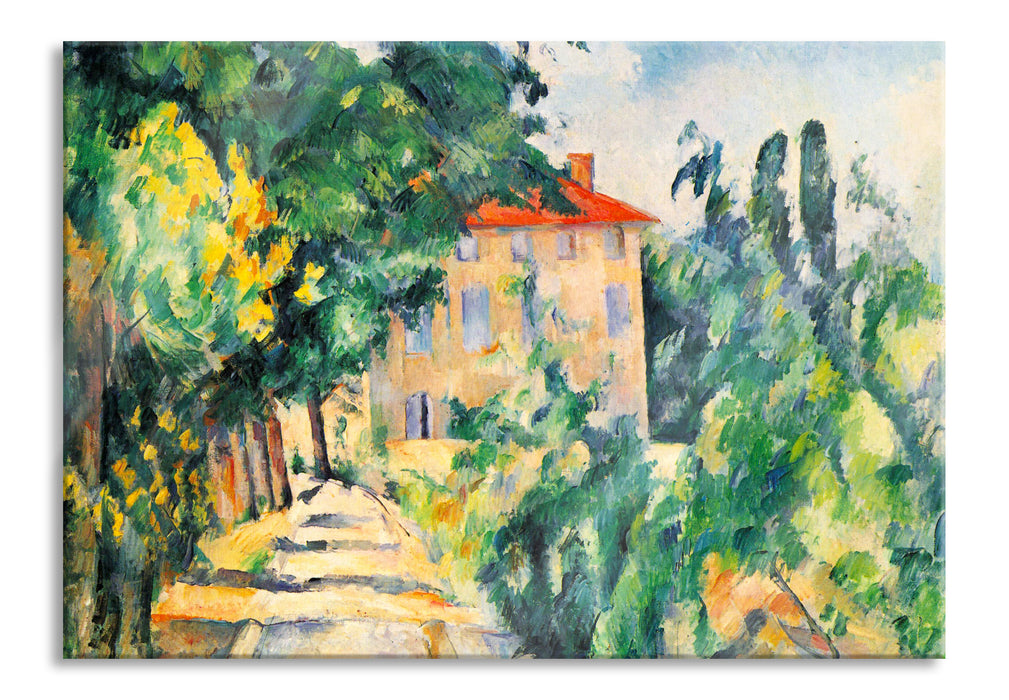 Pixxprint Paul Cézanne - Haus mit rotem Dach , Glasbild