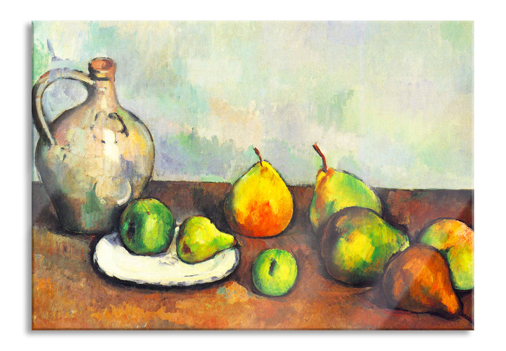 Pixxprint Paul Cézanne - Stillleben Krug und Früchte  , Glasbild