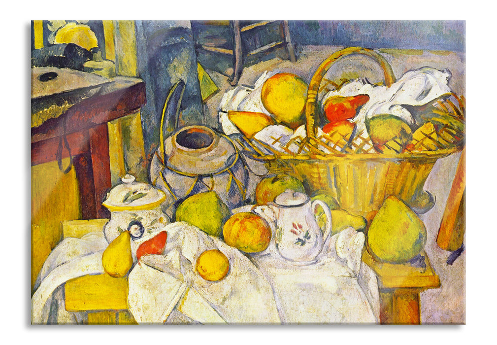 Paul Cézanne - Stillleben mit Korb, Glasbild