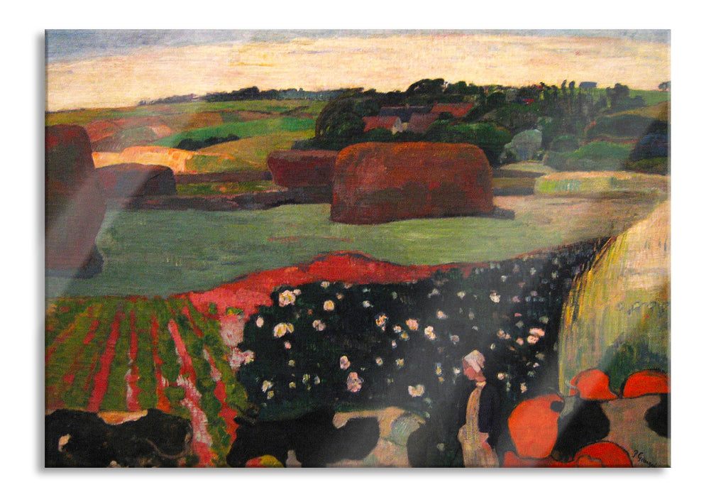 Pixxprint Paul Gauguin - Heuhaufen in der Bretagne, Glasbild