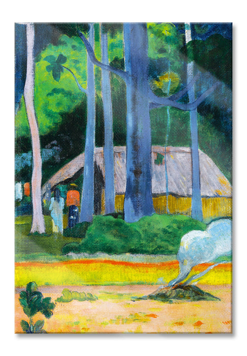 Pixxprint Paul Gauguin - CABANE SOUS LES ARBRES, Glasbild