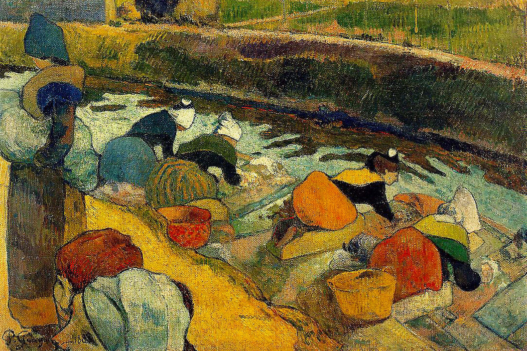 Paul Gauguin - Waschfrauen in Arles , Glasbild