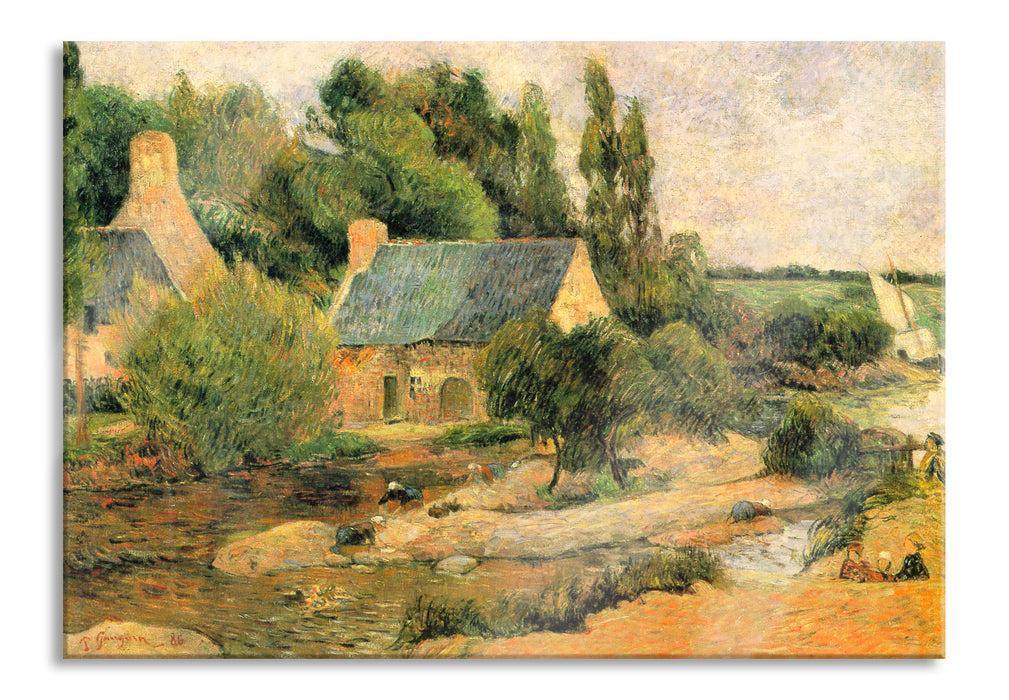 Pixxprint Paul Gauguin - Die Waschfrauen in Pont-Aven , Glasbild