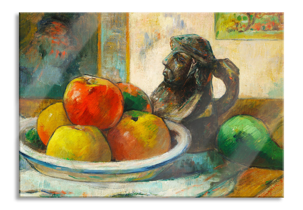 Pixxprint Paul Gauguin - Stillleben mit Äpfeln Birne und Keramik, Glasbild