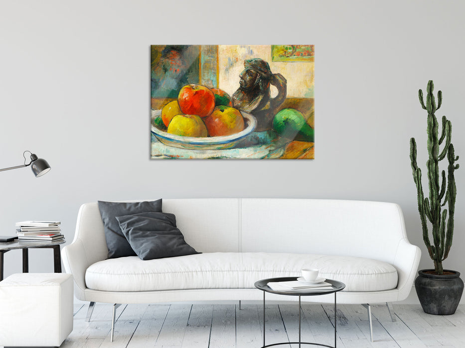 Paul Gauguin - Stillleben mit Äpfeln Birne und Keramik, Glasbild