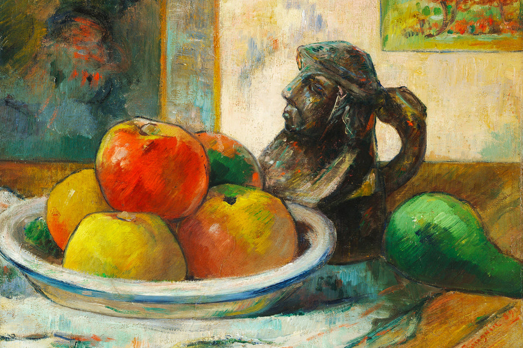 Paul Gauguin - Stillleben mit Äpfeln Birne und Keramik, Glasbild