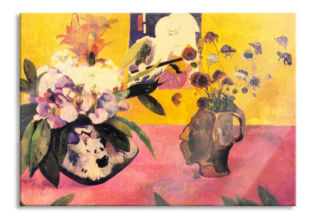 Paul Gauguin - Stillleben mit japanischer Grafik , Glasbild