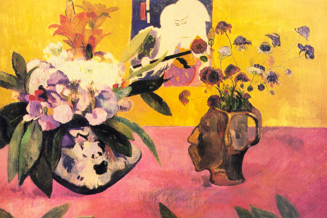 Paul Gauguin - Stillleben mit japanischer Grafik , Glasbild