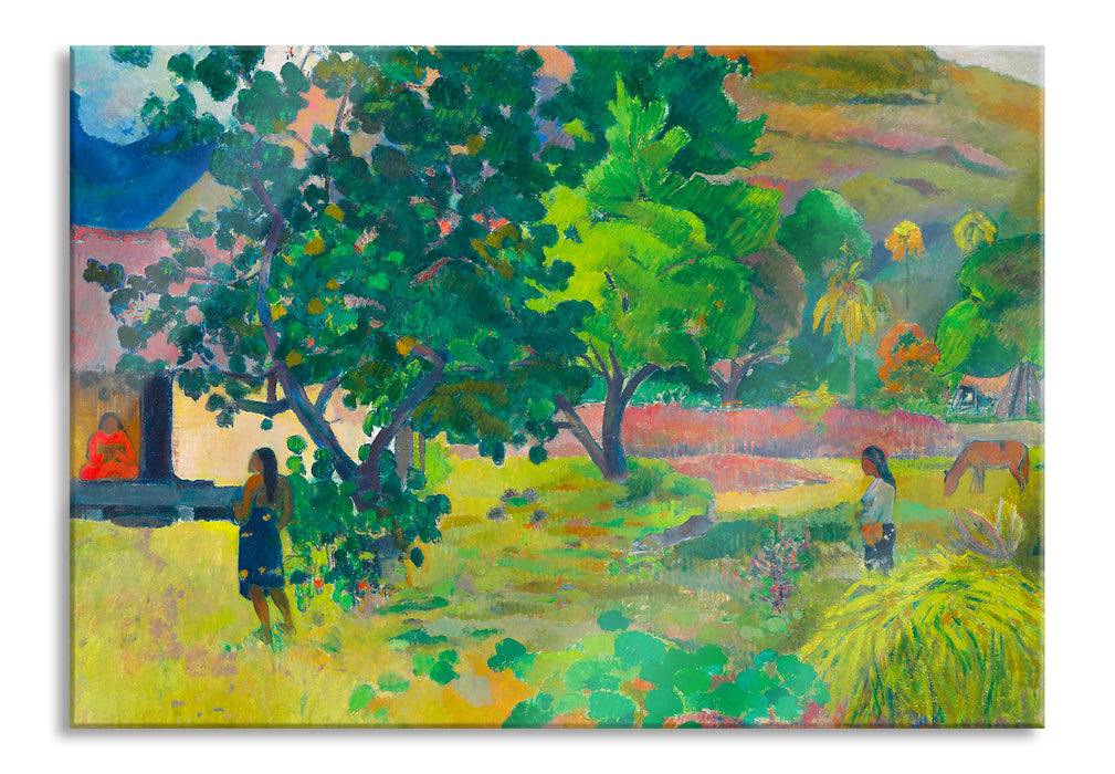 Paul Gauguin - Das hausTe Fare, Glasbild