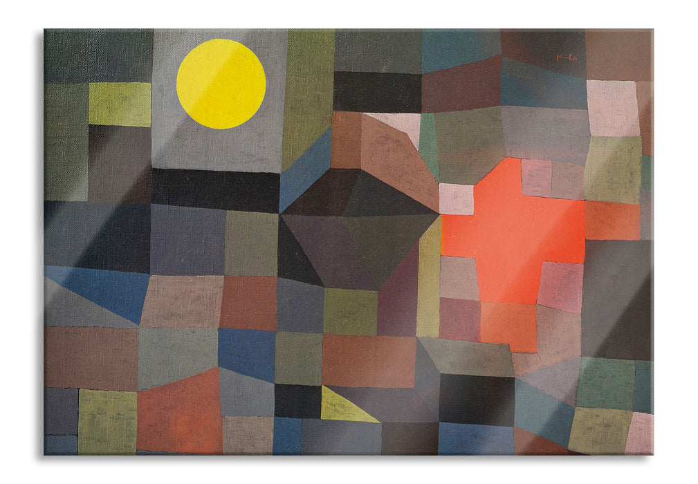 Paul Klee - Feuer bei Vollmond , Glasbild