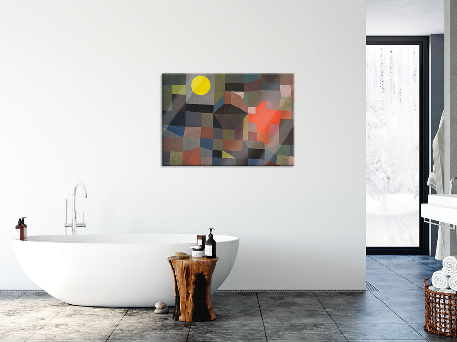 Paul Klee - Feuer bei Vollmond , Glasbild