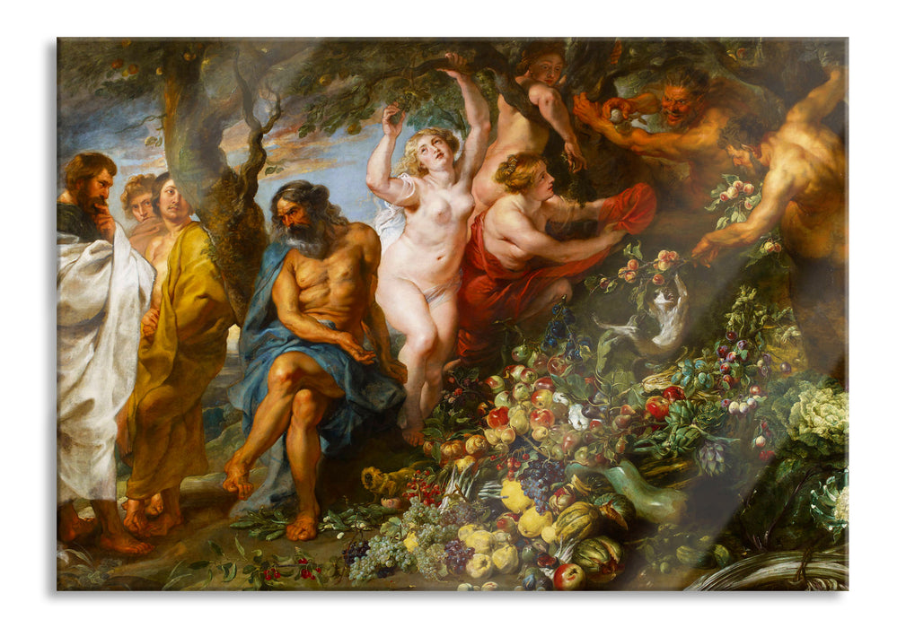 Peter Paul Rubens - Pythagoras verteidigt die vegetaris, Glasbild