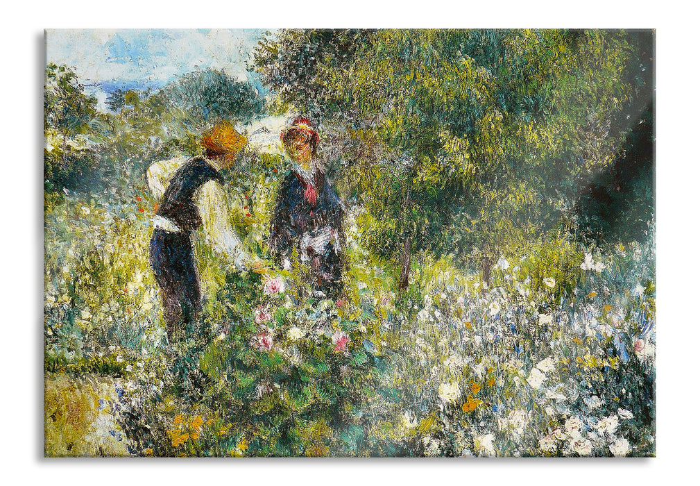 Pixxprint Pierre-Auguste Renoir - Blumen pflücken , Glasbild