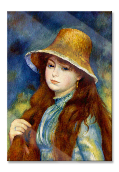 Pierre-Auguste Renoir - Mädchen mit Strohhut , Glasbild