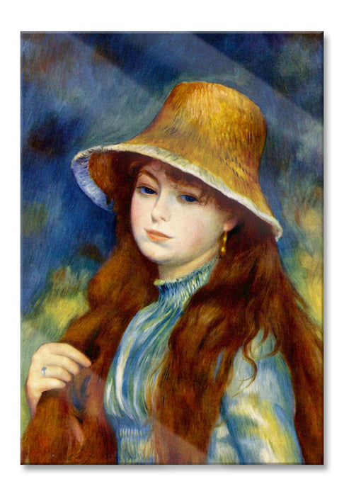 Pixxprint Pierre-Auguste Renoir - Mädchen mit Strohhut , Glasbild
