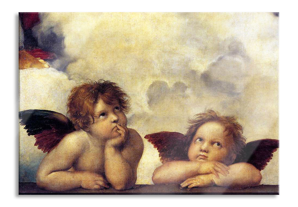 Raffael - Sixtinische Madonna zwei Engel, Glasbild