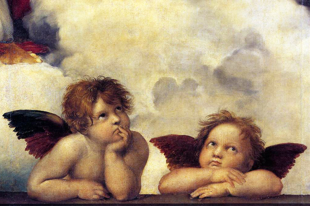 Raffael - Sixtinische Madonna zwei Engel, Glasbild