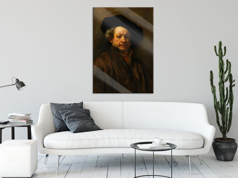 Rembrandt van Rijn - Selbstportrait II, Glasbild
