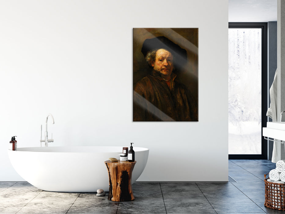 Rembrandt van Rijn - Selbstportrait II, Glasbild