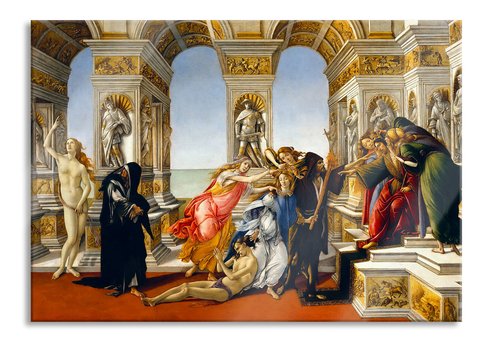 Sandro Botticelli - Die Verleumdung des Apelles , Glasbild