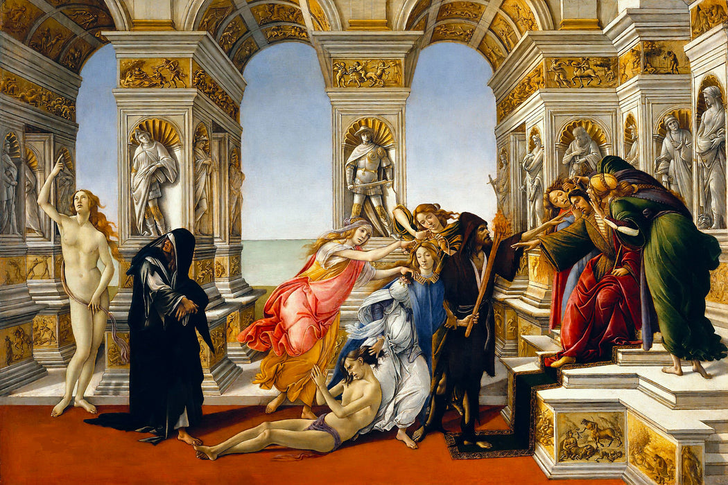 Sandro Botticelli - Die Verleumdung des Apelles , Glasbild