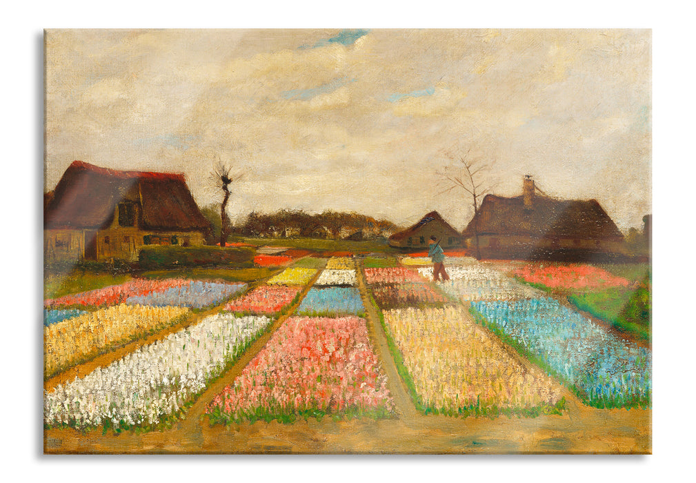 Pixxprint Vincent Van Gogh - Blumenbeete in Holland , Glasbild
