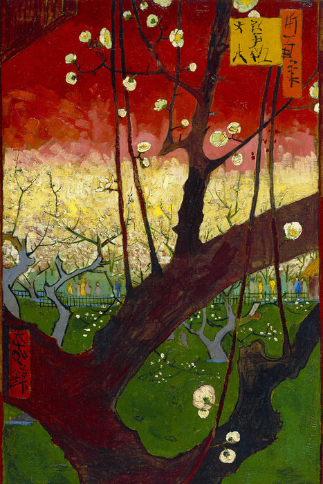Vincent Van Gogh - Blühender Pflaumenbaumnach Hiroshi, Glasbild