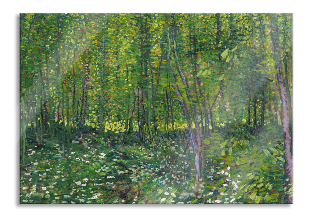 Vincent Van Gogh - Bäume und Unterholz , Glasbild