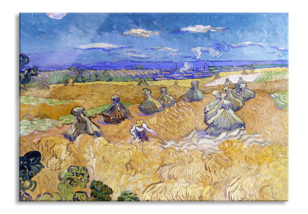 Pixxprint Vincent Van Gogh - Weizenfeld mit Mähern Auvers , Glasbild