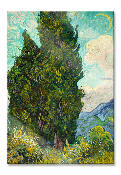 Vincent Van Gogh - Zypressen , Glasbild