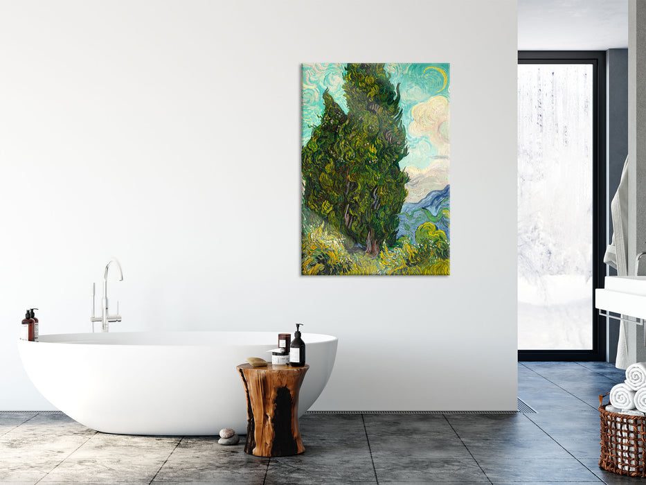 Vincent Van Gogh - Zypressen , Glasbild