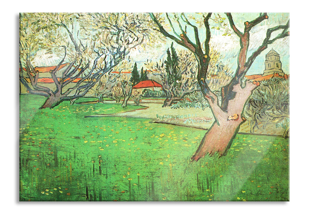 Vincent Van Gogh - Blühende Obstgärten Blick auf Arles, Glasbild