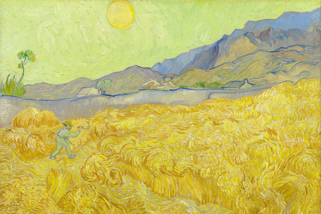 Vincent Van Gogh - Weizenfeld mit Mäher , Glasbild