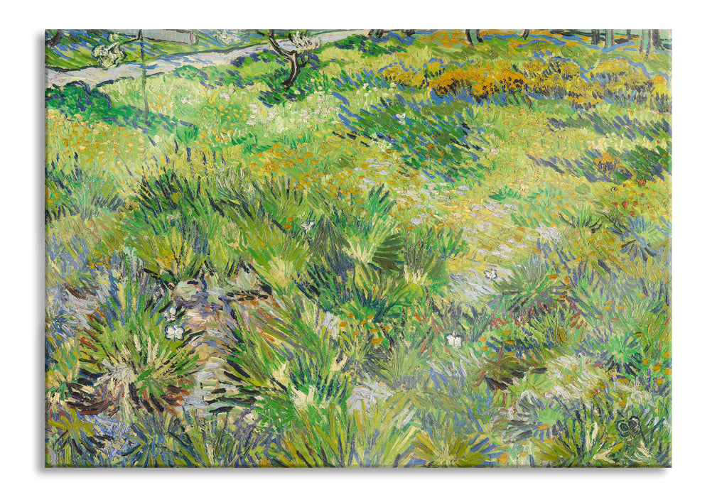 Pixxprint Vincent Van Gogh - Hohes Gras mit Schmetterlingen , Glasbild