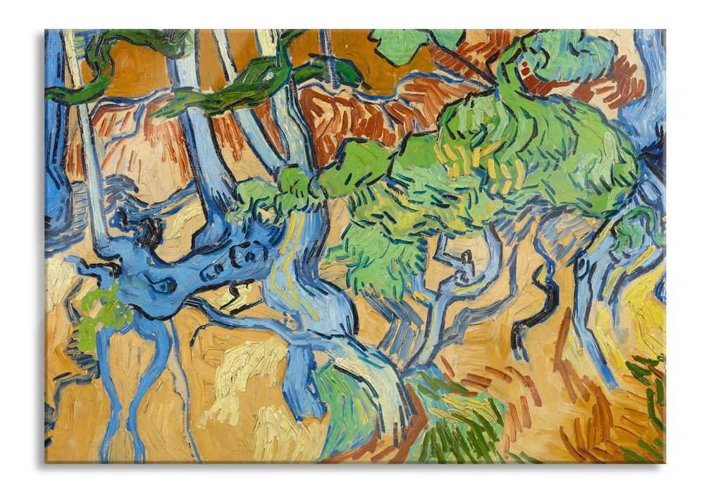 Pixxprint Vincent Van Gogh - Baumwurzeln , Glasbild