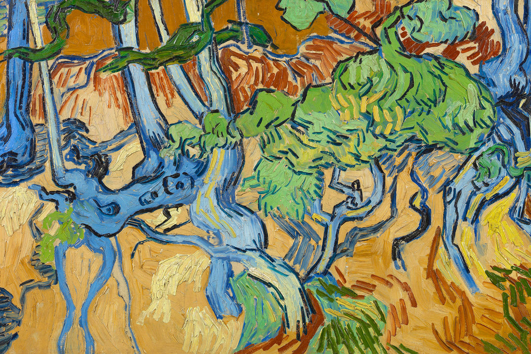 Vincent Van Gogh - Baumwurzeln , Glasbild