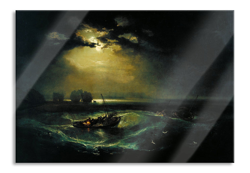 William Turner - Fischer auf See, Glasbild