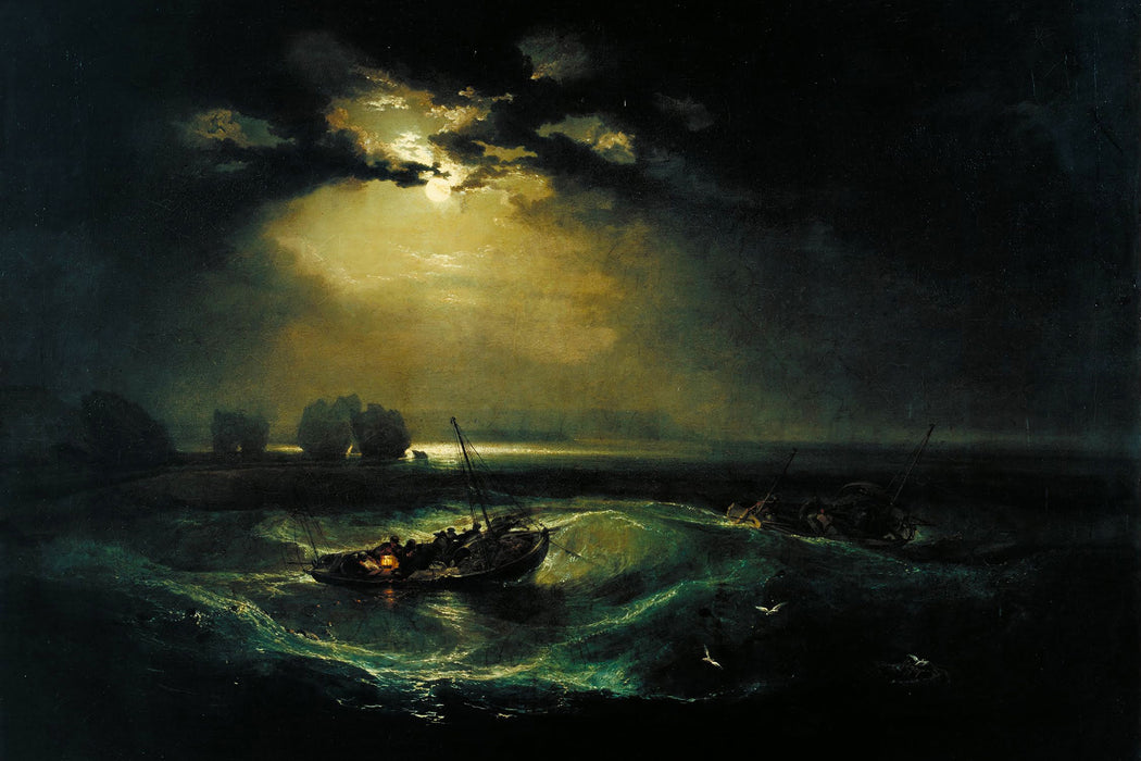 William Turner - Fischer auf See, Glasbild