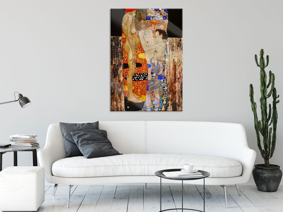 Gustav Klimt - Die drei Lebensalter einer Frau , Glasbild