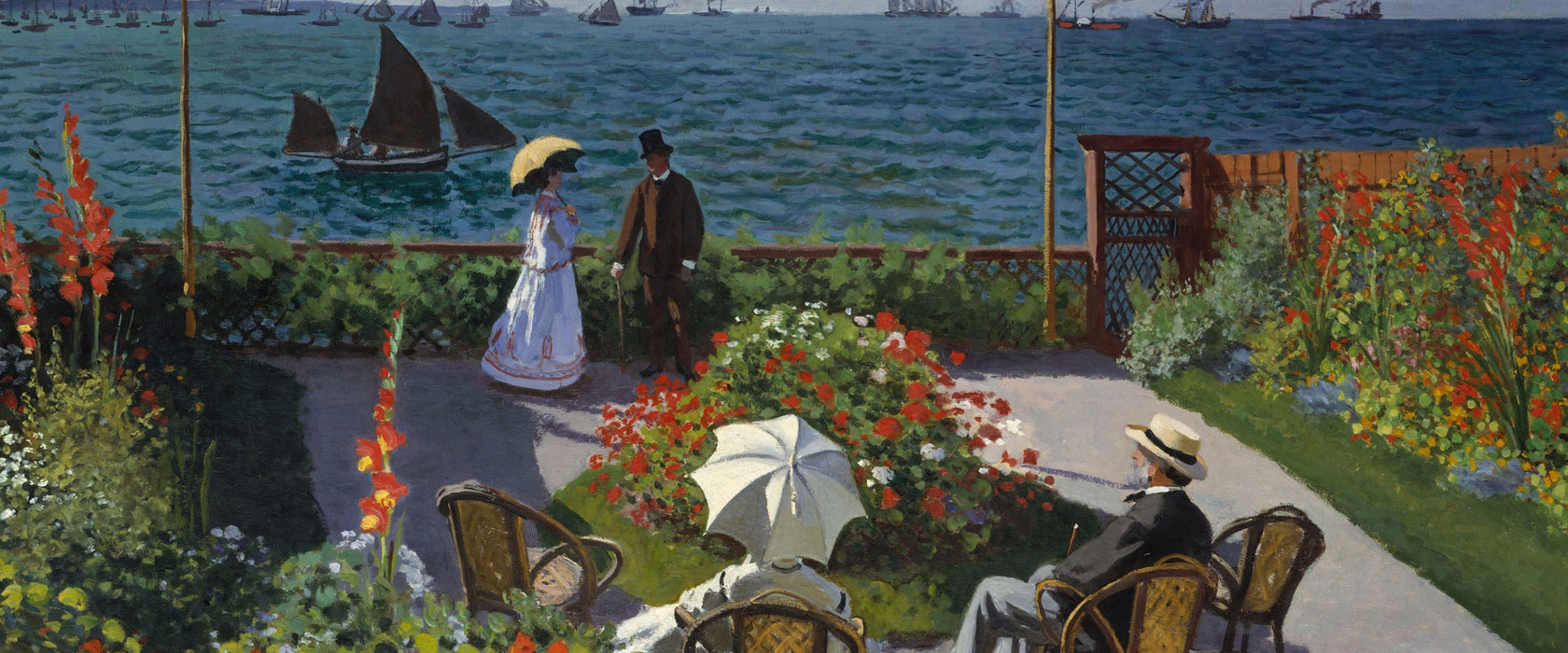 Claude Monet - Garten in Sainte-Adresse, Glasbild Panorama