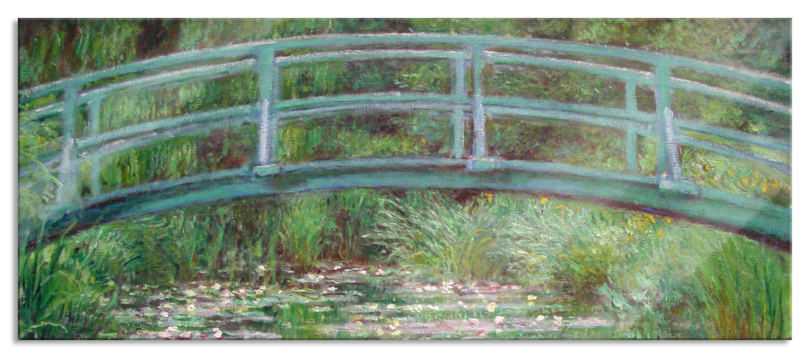 Pixxprint Claude Monet - japanische Brücke über den Seerosenteich I, Glasbild Panorama