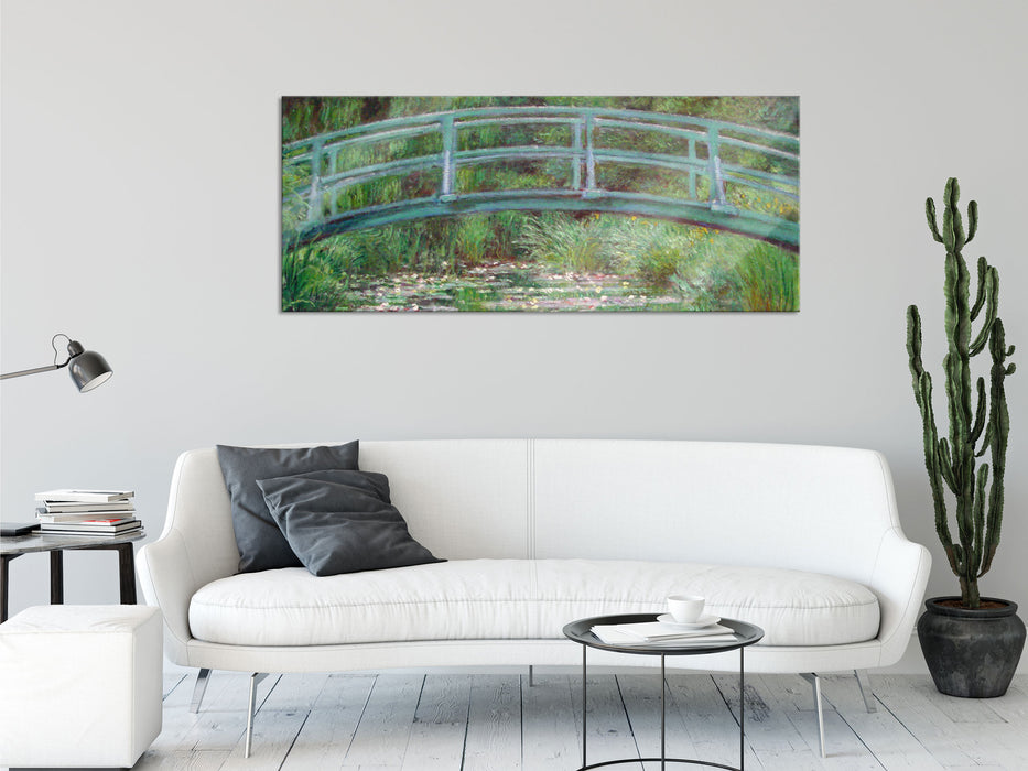 Claude Monet - japanische Brücke über den Seerosenteich I, Glasbild Panorama