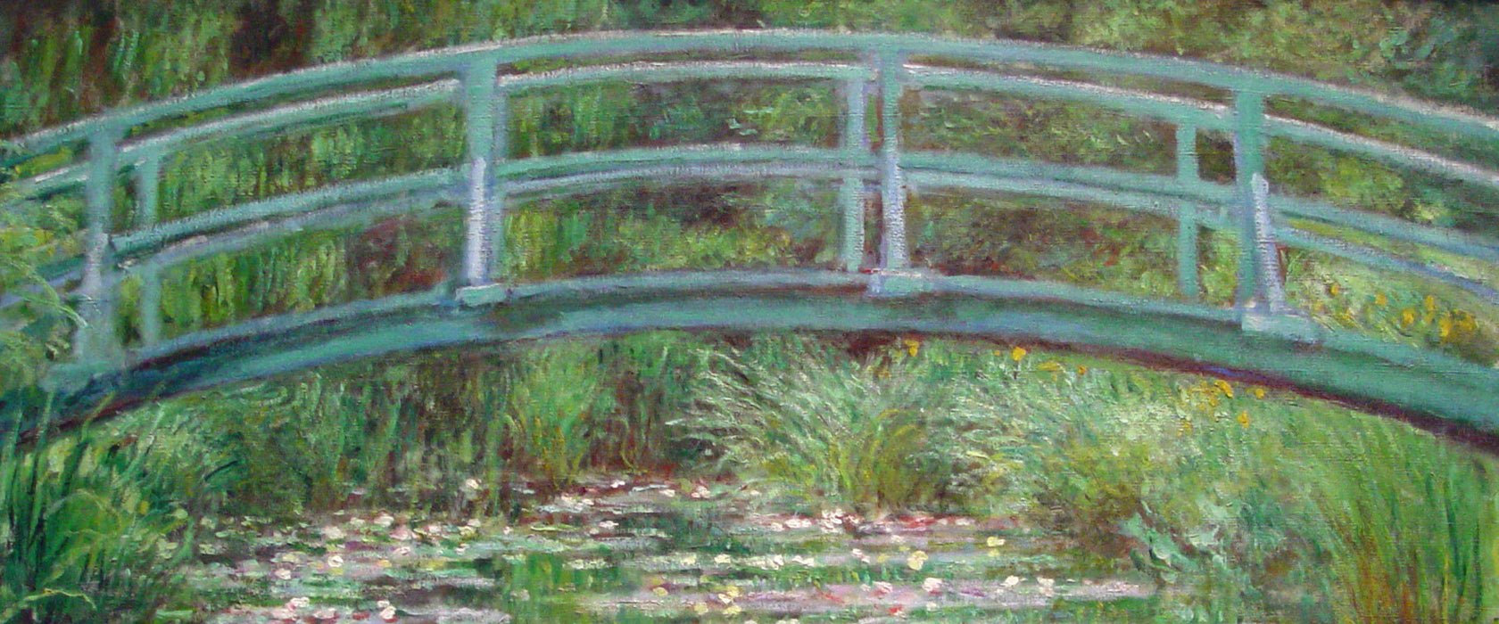 Claude Monet - japanische Brücke über den Seerosenteich I, Glasbild Panorama