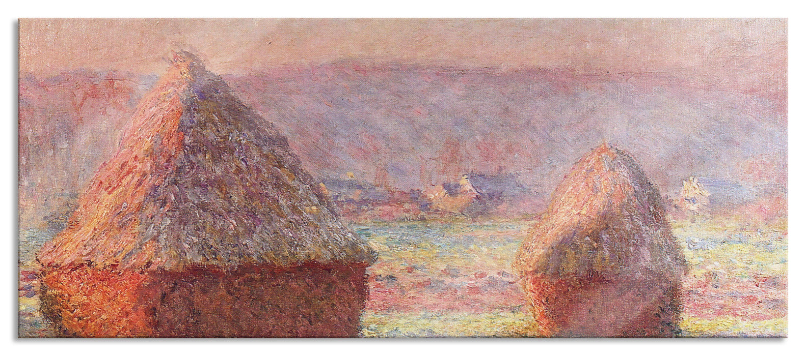 Claude Monet - Heuhaufen, Glasbild Panorama