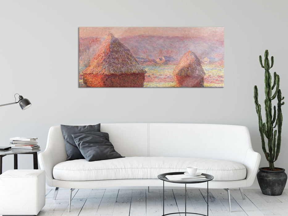 Claude Monet - Heuhaufen, Glasbild Panorama