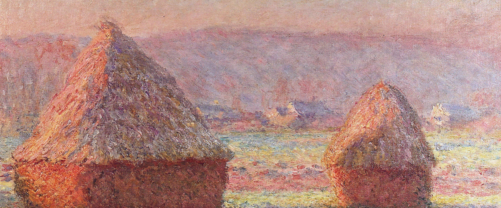 Claude Monet - Heuhaufen, Glasbild Panorama