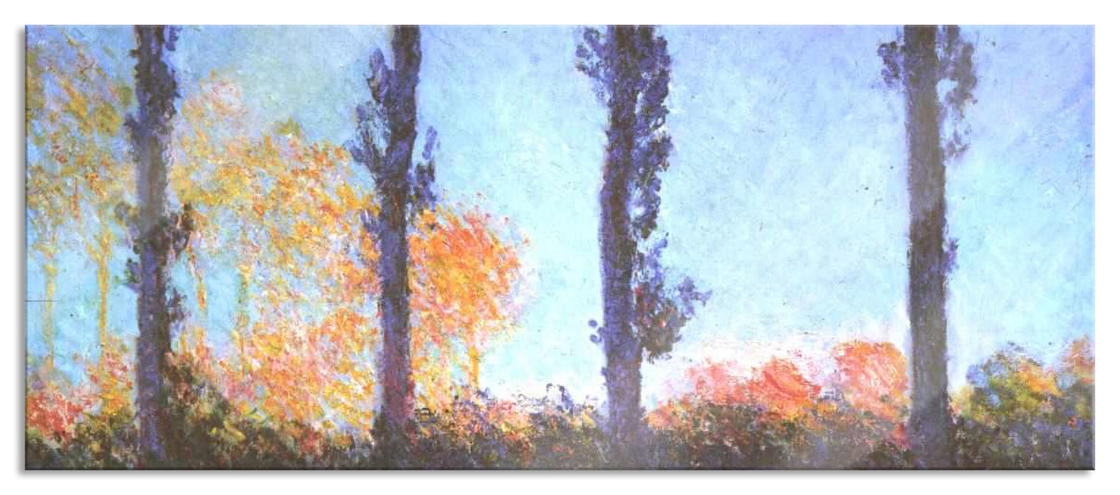 Pixxprint Claude Monet - Die vier Pappeln, Glasbild Panorama